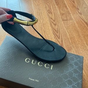 Gucci Nero kid scamosciato sandal 39.5